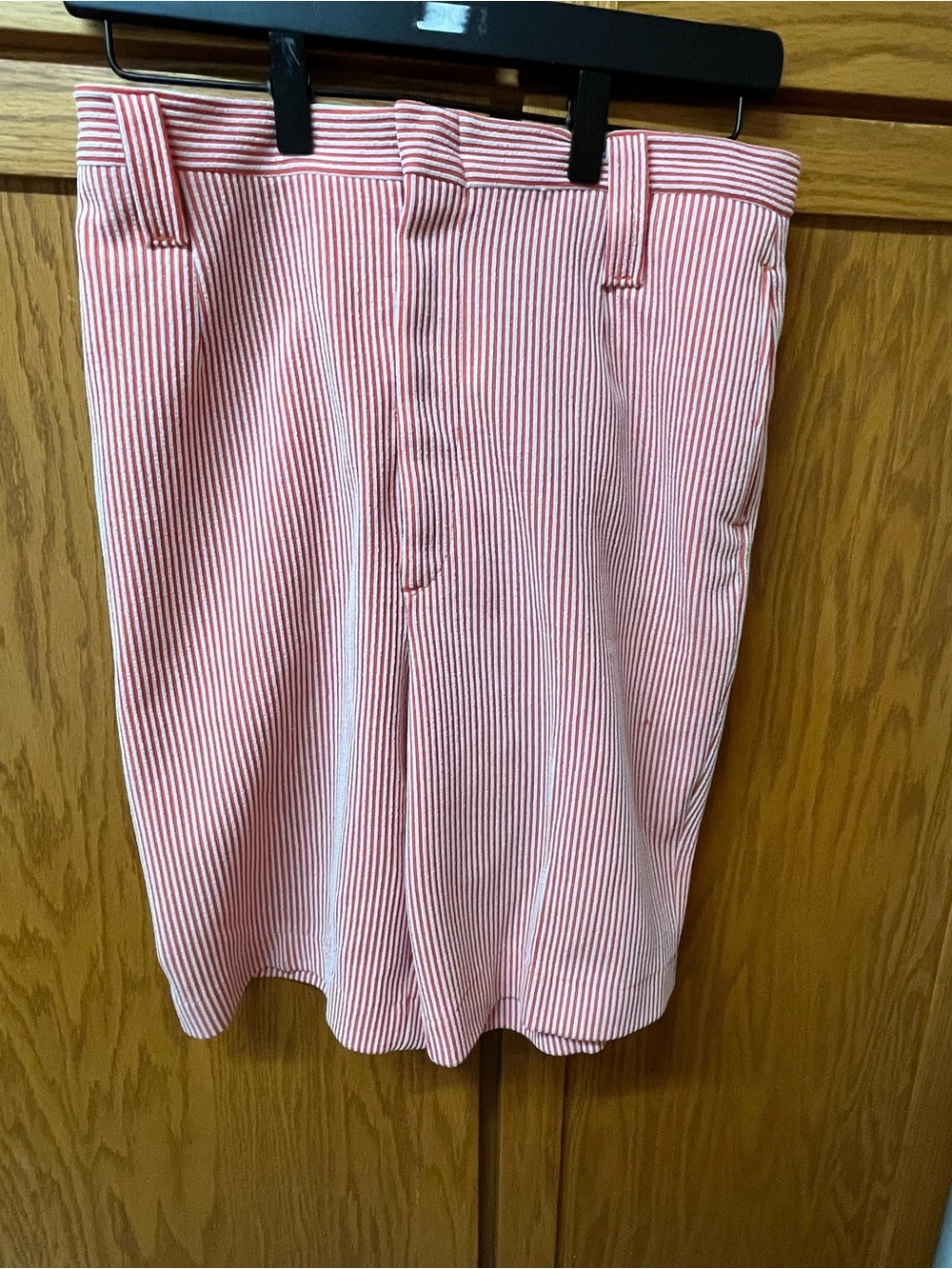 Lady Gator Florida Orange White Seersucker Bermuda Shorts Retro Preppy